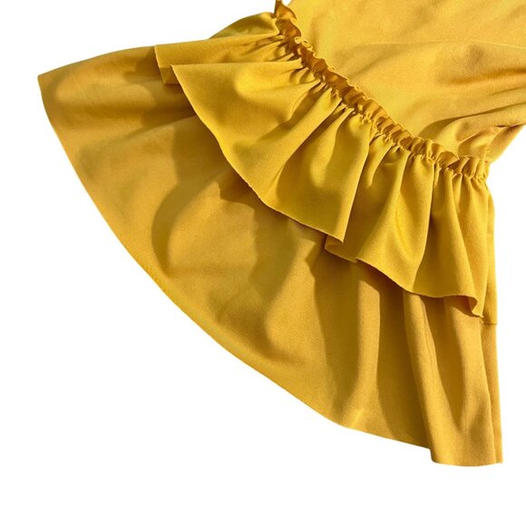 Dainty Jewells women's blouse L golden yellow ruffle sleeve layering top - Picture 5 of 6